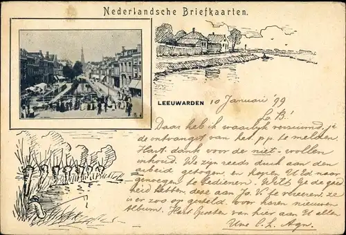 Passepartout Ak Leeuwarden Friesland Niederlande, Teilansicht