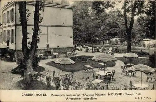Ak Saint Cloud Hauts de Seine, Garden Hotel, Avenue Magenta