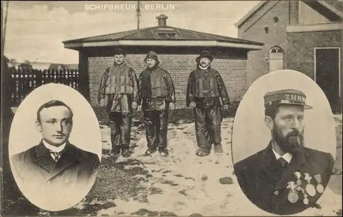 Ak Schipbreuk Berlin, Kapitein Jansen van de Reddingsboot, Van Duyn, K. Ree, J. B. Schoonbeek