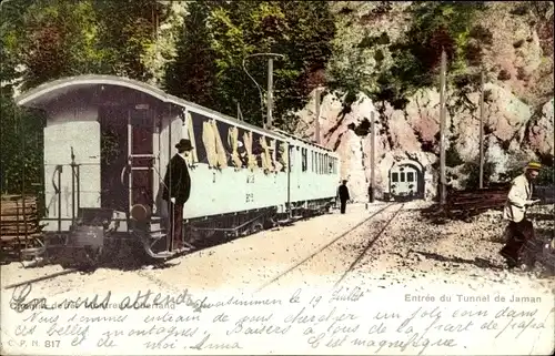 Ak Kanton Waadt, Entree du Tunnel de Jaman, Chemin de Fer Montreux Oberland