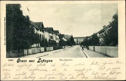 Ak Zofingen Kanton Aargau, Neu Quartier, Straßenpartie