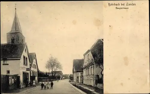 Ak Rohrbach in der Pfalz, Hauptstraße, Kirchturm