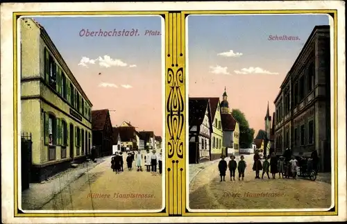 Ak Oberhochstadt Hochstadt Pfalz, Hauptstraße, Schulhaus