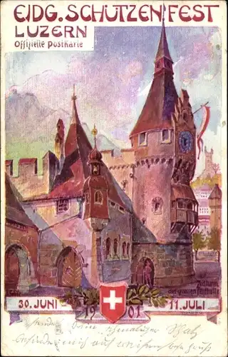 Ak Luzern Stadt Schweiz, Eidgenössisches Schützenfest 1901, Festhalle