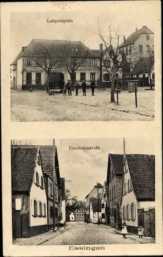 Ak Essingen in der Pfalz, Luitpoldplatz, Eisenbahnstraße