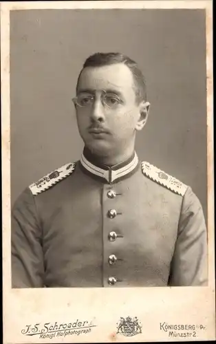 CdV Königsberg Ostpreußen, Deutscher Soldat in Uniform, 3. Grenadier, Portrait, 1910