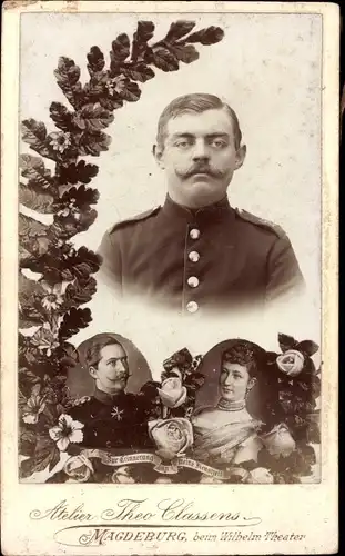 CdV Magdeburg, Deutscher Soldat in Uniform, Portrait, Kaiserpaar