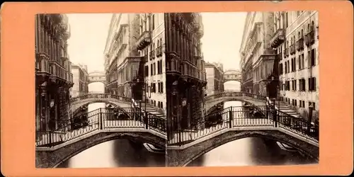 Stereo Foto Venezia Venedig Veneto, Ponte dei Sospiri e Canale, Seufzerbrücke
