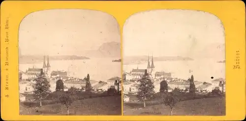 Stereo Foto Lucerne Luzern Stadt Schweiz, Panorama, Kirche