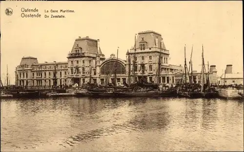 Ak Oostende Ostende Westflandern, La Gare Maritime, Hafen, Schiffe