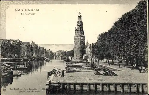 Ak Amsterdam Nordholland Niederlande, Oudeschans, Kanal