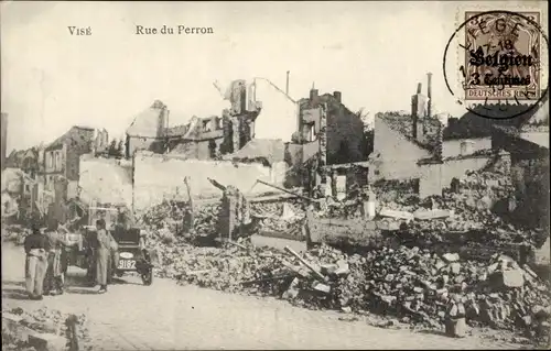 Ak Visé Wallonien Lüttich, Rue du Perron, ruines