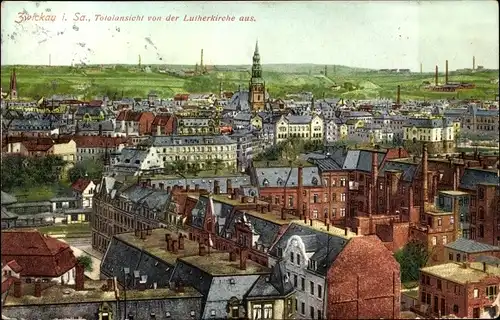 Ak Zwickau in Sachsen, Totalansicht von der Lutherkirche aus