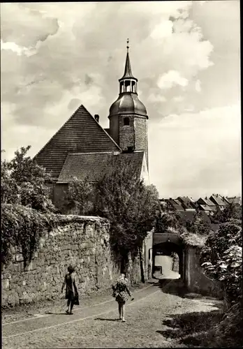 Ak Rochlitz an der Mulde, Blick von Schloss zur Kirche, Kinder