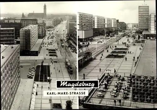 Ak Magdeburg an der Elbe, Karl-Marx Straße, Hochhäuser