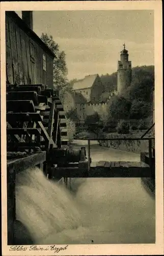 Ak Stein Hartenstein im Erzgebirge Sachsen, Schloss Stein, Mühle