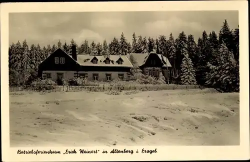 Ak Altenberg im Osterzgebirge, Betriebsferienheim Erich Weinert im Winter