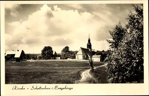 Ak Schellerhau Altenberg im Erzgebirge, Kirche, Panorama
