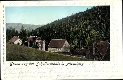 Leuchtfenster Ak Schellerhau Altenberg im Erzgebirge, Blick auf die Schellermühle, Waldrand