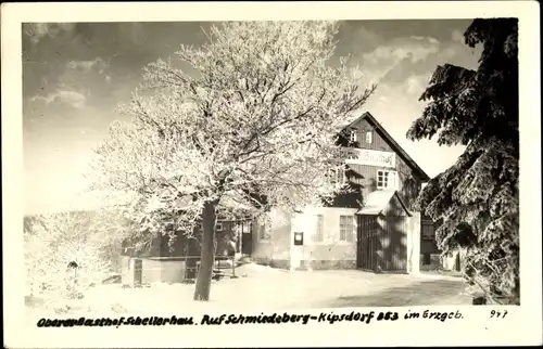 Ak Schellerhau Altenberg im Erzgebirge, Oberer Gasthof, Winteransicht