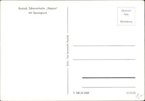 Ak Hansestadt Rostock, Schwimmhalle Neptun, Sprungturm, Innenansicht