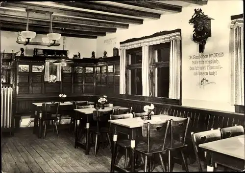 Ak Kirchberg in Sachsen, Anton-Günther-Berghaus, Speisesaal, Kuckucksuhr