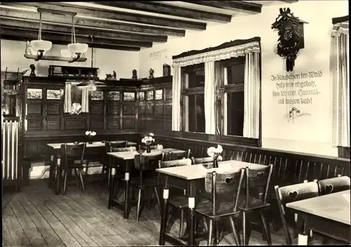 Ak Kirchberg in Sachsen, Anton-Günther-Berghaus, Speisesaal, Kuckucksuhr