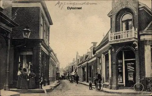 Ak Appingedam Groningen Niederlande, Dykstraat, Geschäfte