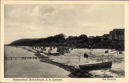 Ak Scharbeutz in Ostholstein, Partie am Strand, Badewagen