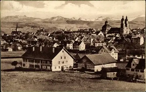 Ak Kempten im Allgäu Schwaben, Ortsansicht mit Kirche