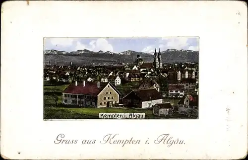 Ak Kempten im Allgäu Schwaben, Ortsansicht mit Kirche