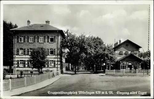 Ak Münsingen in Württemberg, Truppenübungsplatz, Eingang altes Lager