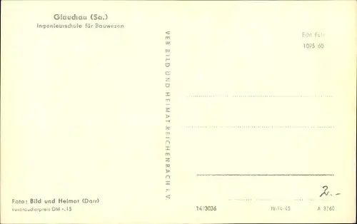 Ak Glauchau in Sachsen, Ingenieurschule für Bauwesen