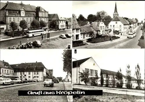 Ak Kröpelin in Mecklenburg, Rathaus und Hotel Lindenhof, Polytechnische Oberschule Ernst Thälmann