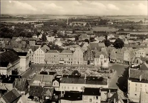 Ak Hansestadt Wismar, Stadtpanorama, Markt, Wasserkunst