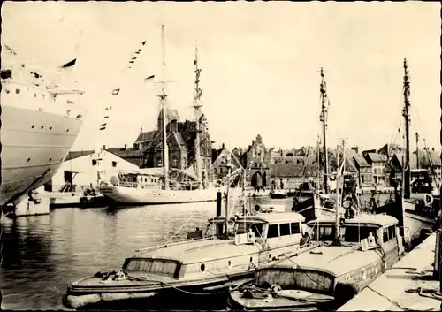 Ak Hansestadt Wismar, Hafen, Segelschiff