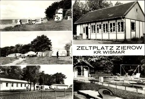 Ak Zierow in Mecklenburg, Strand, Camping, Gebäude, Minigolf