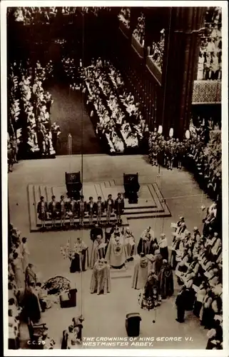 Ak London, Westminster Abbey, Crowning of King George VI