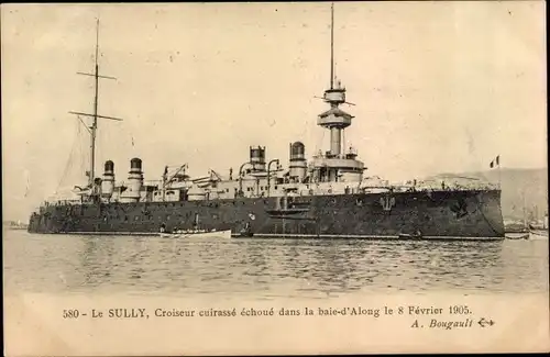 Ak Französisches Kriegsschiff, Le Sully, Croiseur Cuirasse
