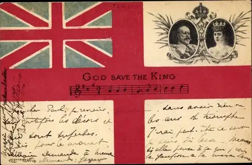 Lied Ak God save the King, Edward II, König Eduard VII, Alexandra von Dänemark, Portrait
