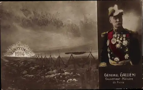 Ak General Gallieni, Gouverneur Militaire de Paris, Vers la Victoire 1914, I WK
