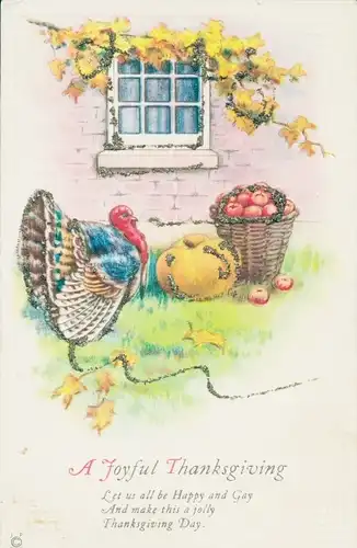 Glitzer Litho Thanksgiving, Truthahn, Kürbis, Äpfel