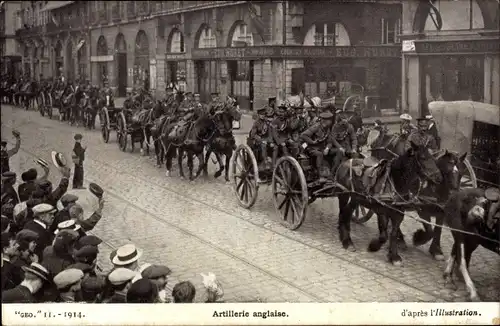 Ak Artillerie anglaise, Britische Armeekolonne in Frankreich, 1914