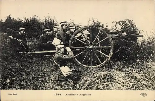 Ak Artillerie Anglaise, English Artillery, Britische Soldaten mit Geschütz, 1. WK