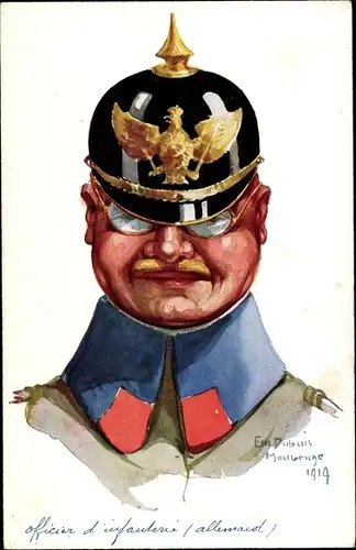 Künstler Ak Dupuis, Emil, Officier d'infanterie allemand, deutscher Offizier, Pickelhaube