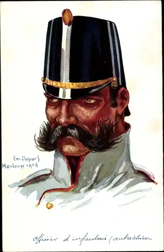 Künstler Ak Dupuis, Emil, Officier d'Infanterie autrichienne, Portrait