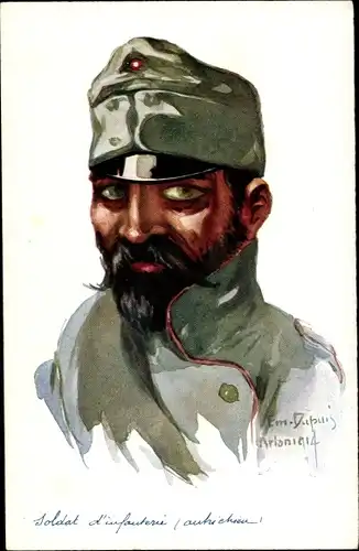 Künstler Ak Dupuis, Emil, Soldat d'infanterie autrichien, Österreichischer Soldat, I.WK