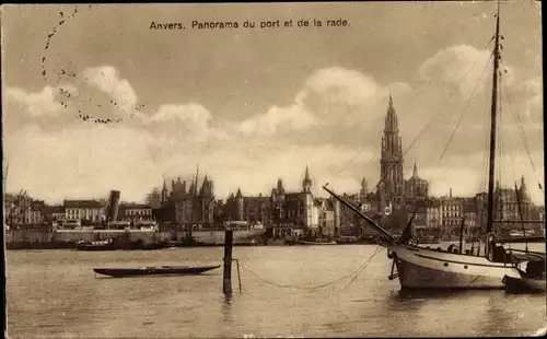 Ak Anvers Antwerpen Flandern, Panorama du Port et de la rade