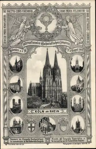 Passepartout Ak Köln am Rhein, XX Eucharistischer Kongress 1900, Dom
