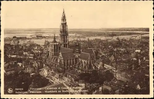 Ak Anvers Antwerpen Flandern, Stadtpanorama, Kathedrale